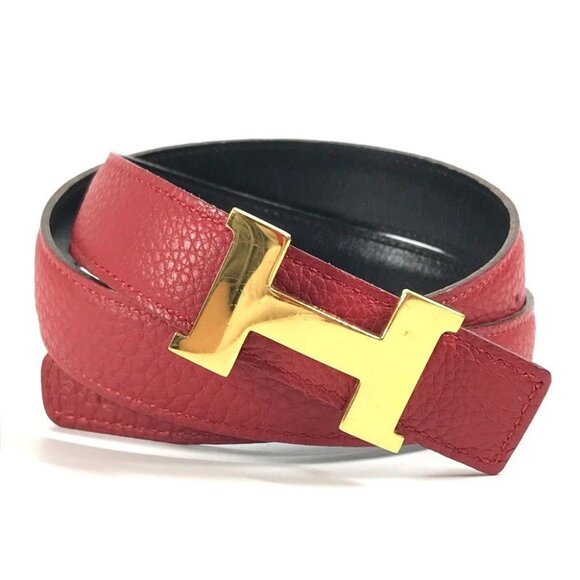 Hermes Accessories - HERMES H Belt H Belt Constance Belt for bottoms belt Leather Red x Black/Gold